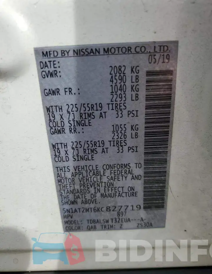 5N1AT2MT6KC827719 Photo# 14