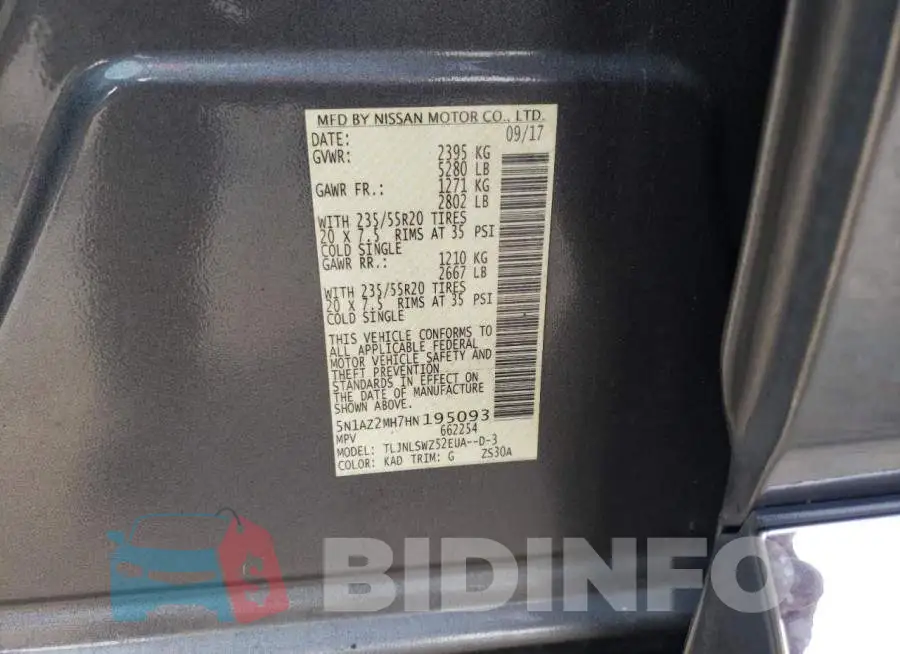 5N1AZ2MH7HN195093 Photo# 13