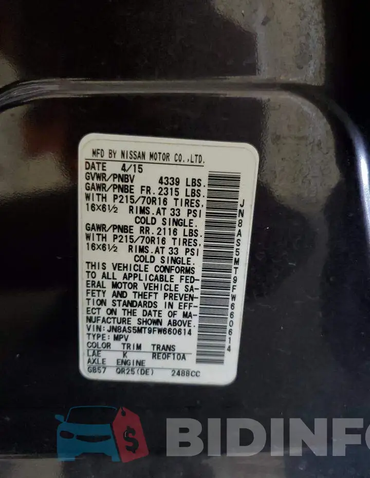JN8AS5MT9FW660614 Photo# 13