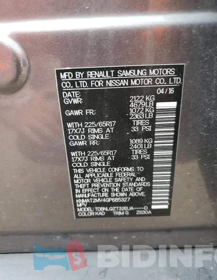 KNMAT2MV4GP685327 Photo# 12