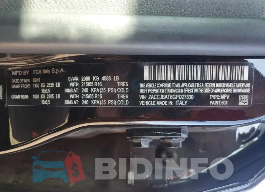 ZACCJBAT6GPD27330 Photo# 12