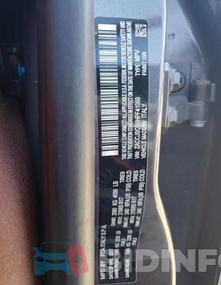 ZACCJBCB9HPF41069 Photo# 13