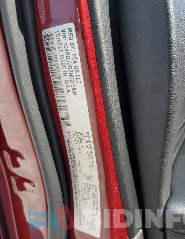 1C4RDJDG2NC219993 Photo# 14