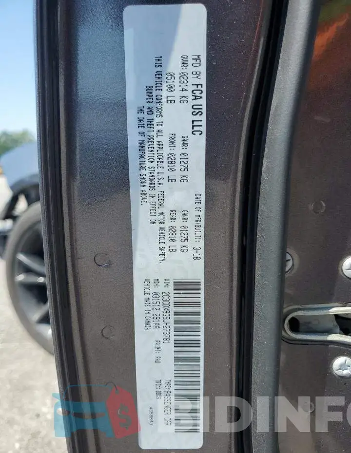 2C3CDXBG5JH273781 Photo# 12