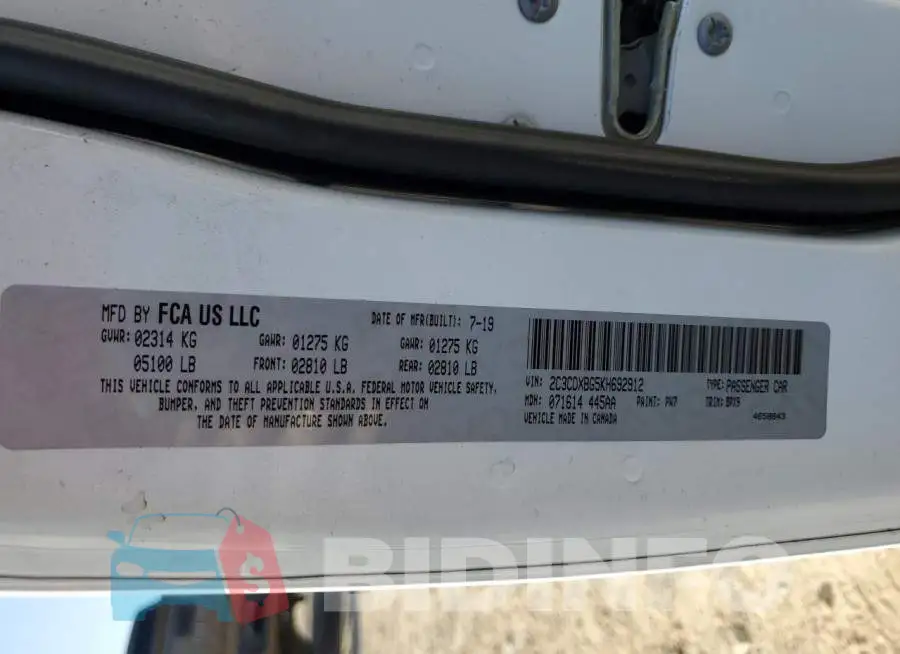 2C3CDXBG5KH692912 Photo# 12