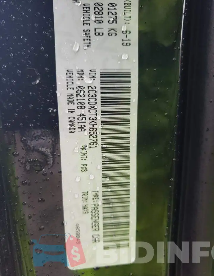 2C3CDXCT3KH652761 Photo# 13