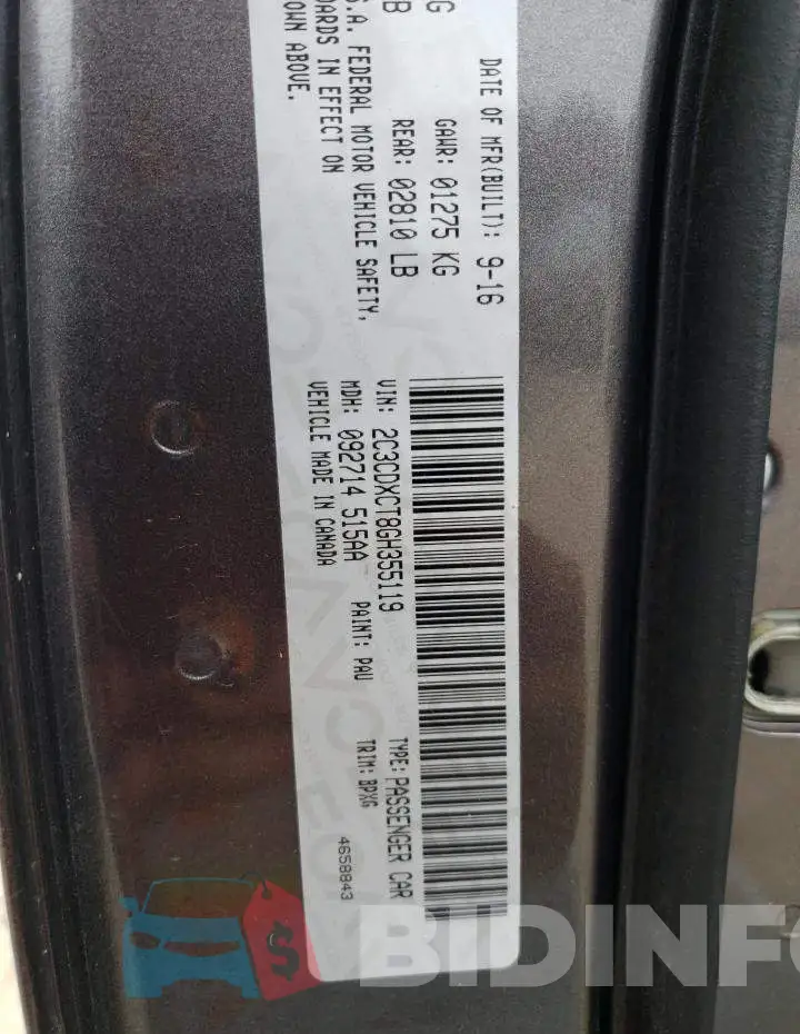 2C3CDXCT8GH355119 Photo# 12