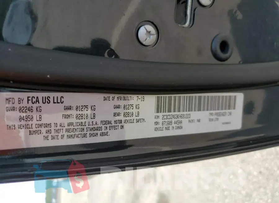2C3CDZAG3KH691223 Photo# 12