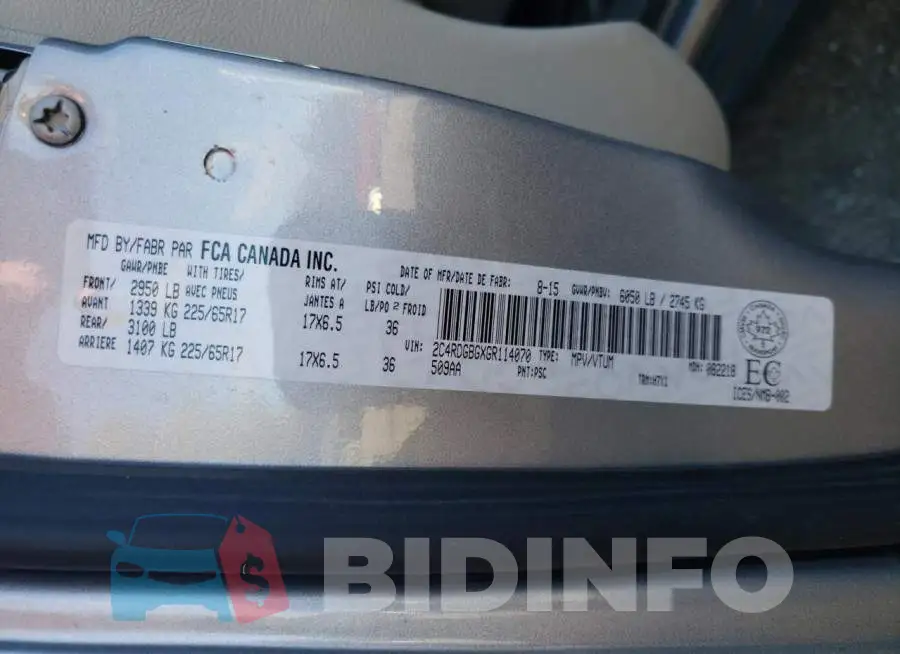 2C4RDGBGXGR114070 Photo# 13