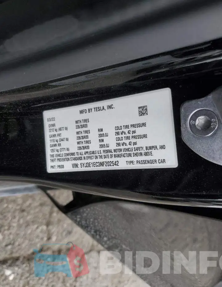 5YJ3E1EC3NF202542 Photo# 13