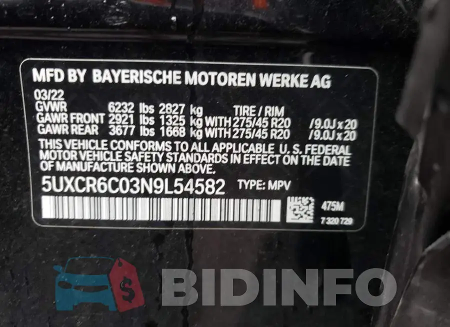 5UXCR6C03N9L54582 Photo# 13