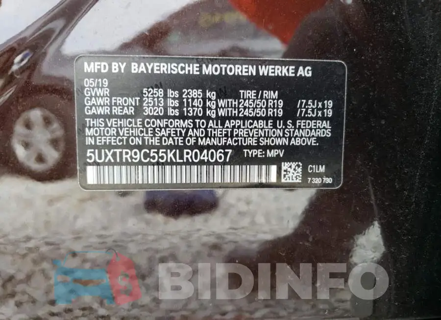 5UXTR9C55KLR04067 Photo# 13