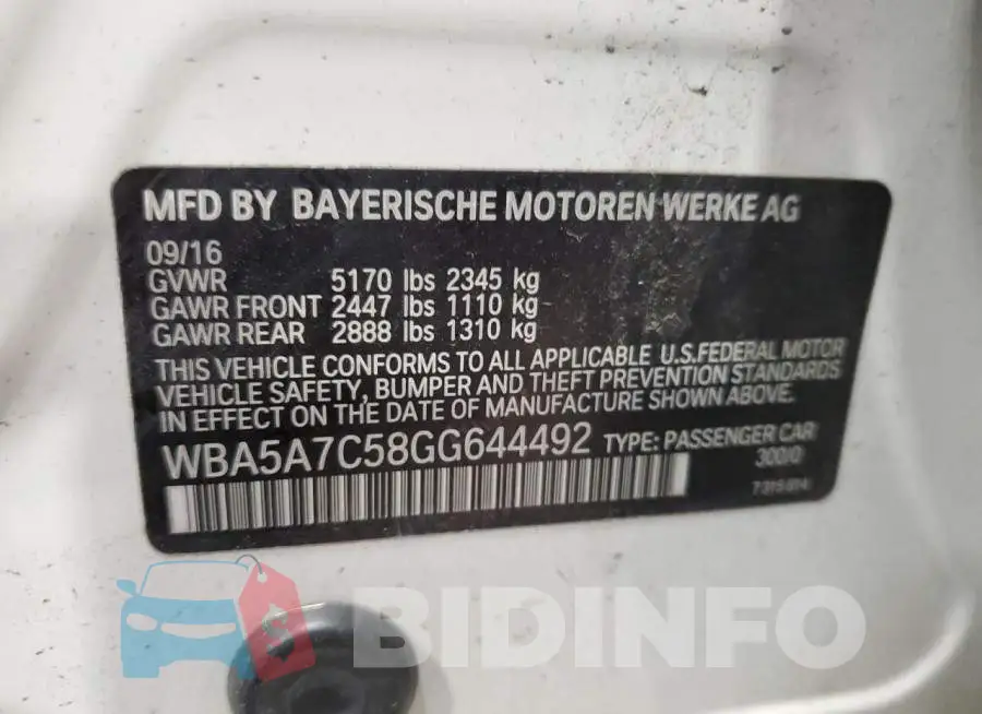 WBA5A7C58GG644492 Photo# 13