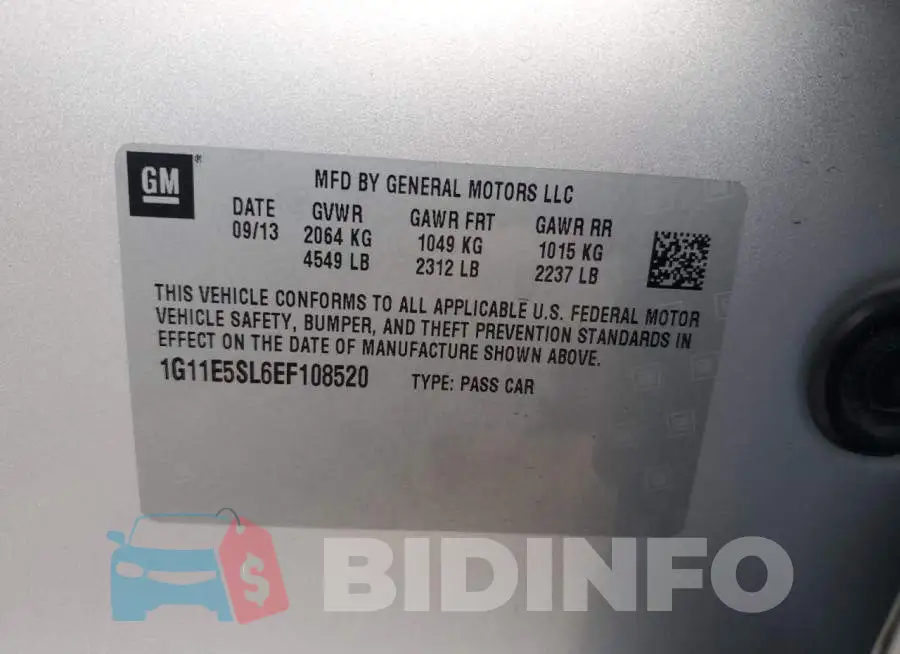 1G11E5SL6EF108520 Photo# 12