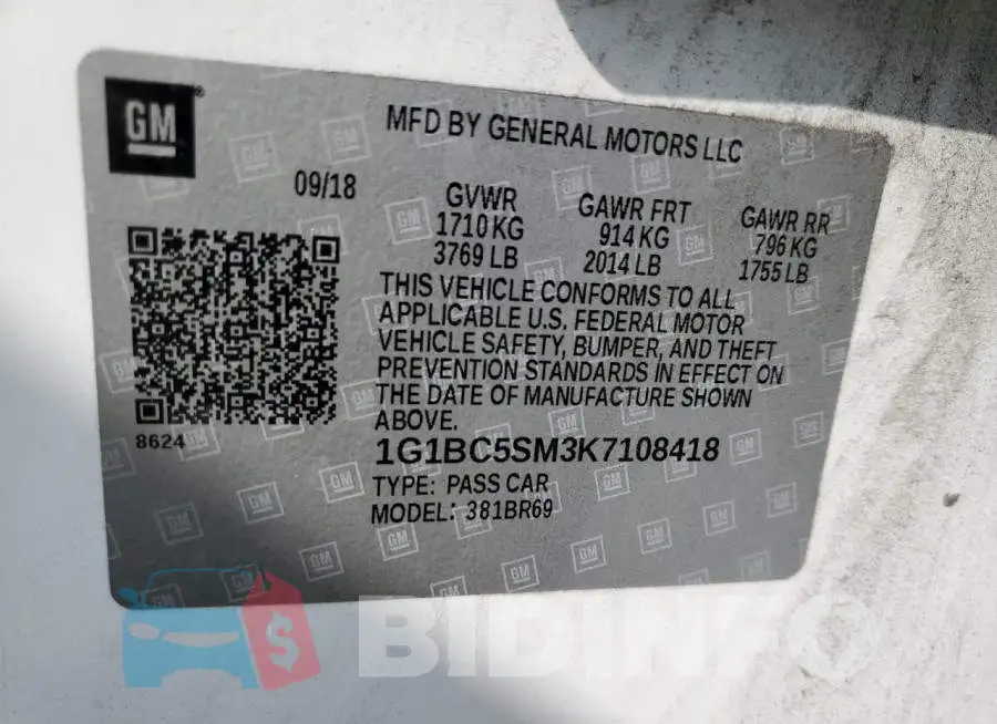 1G1BC5SM3K7108418 Photo# 13
