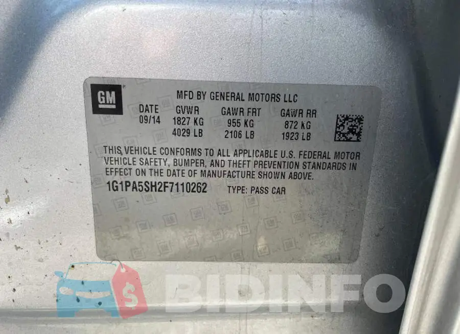 1G1PA5SH2F7110262 Photo# 10