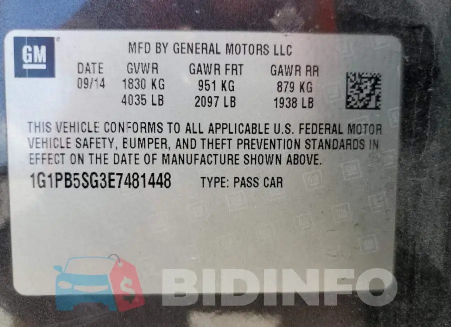 1G1PB5SG3E7481448 Photo# 13