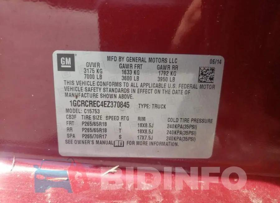 1GCRCREC4EZ370845 Photo# 12