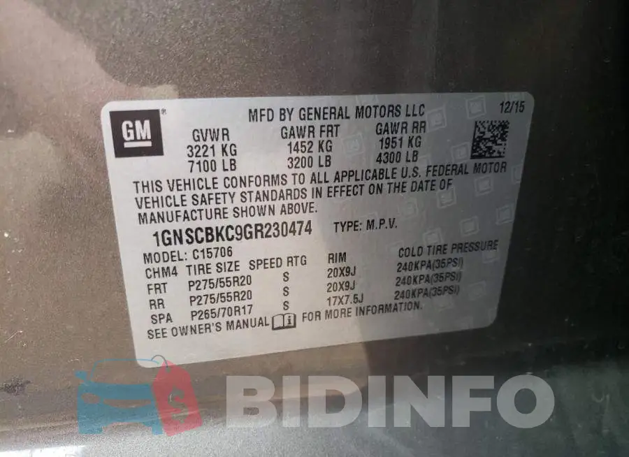 1GNSCBKC9GR230474 Photo# 13