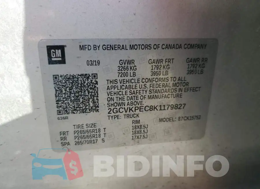 2GCVKPEC8K1179827 Photo# 12