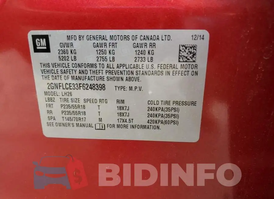 2GNFLCE33F6248398 Photo# 12