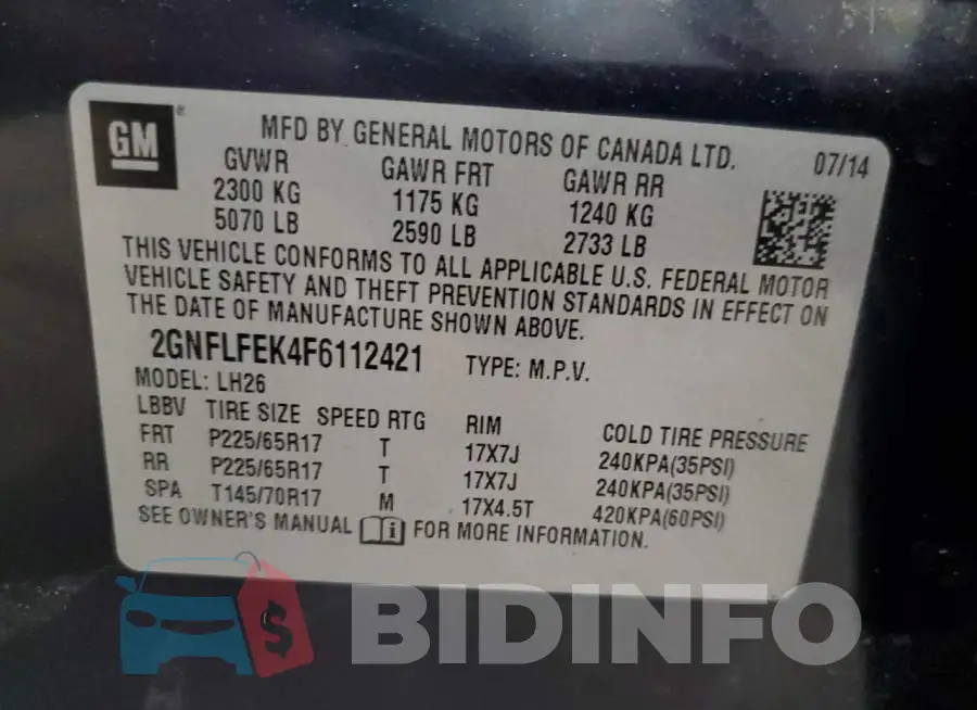 2GNFLFEK4F6112421 Photo# 13