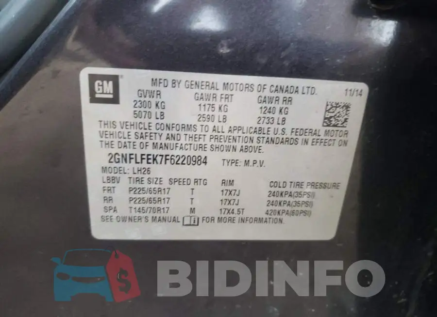 2GNFLFEK7F6220984 Photo# 12