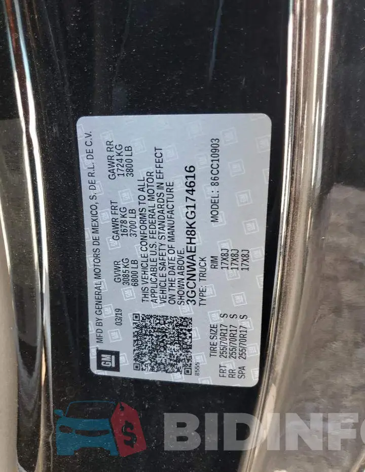 3GCNWAEH8KG174616 Photo# 12