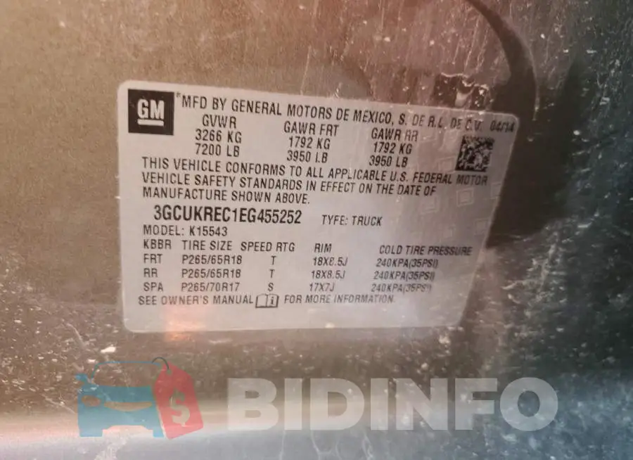 3GCUKREC1EG455252 Photo# 12