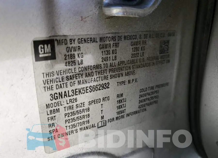 3GNAL3EK5ES662932 Photo# 13