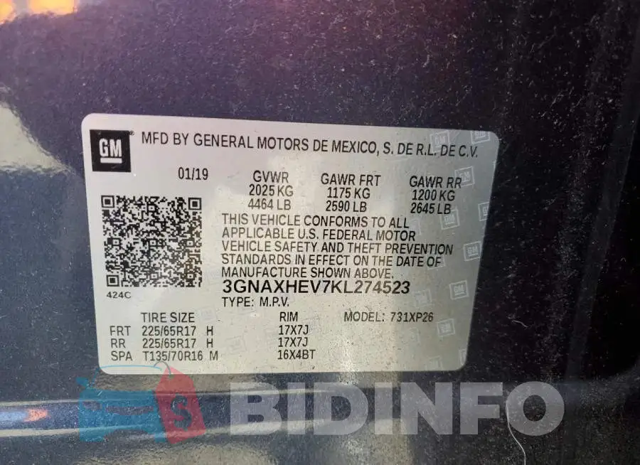 3GNAXHEV7KL274523 Photo# 12