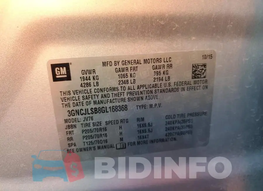 3GNCJLSB8GL168368 Photo# 13