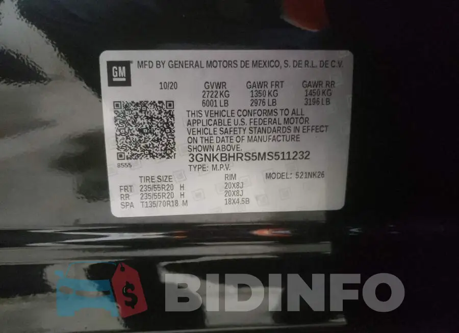 3GNKBHRS5MS511232 Photo# 13