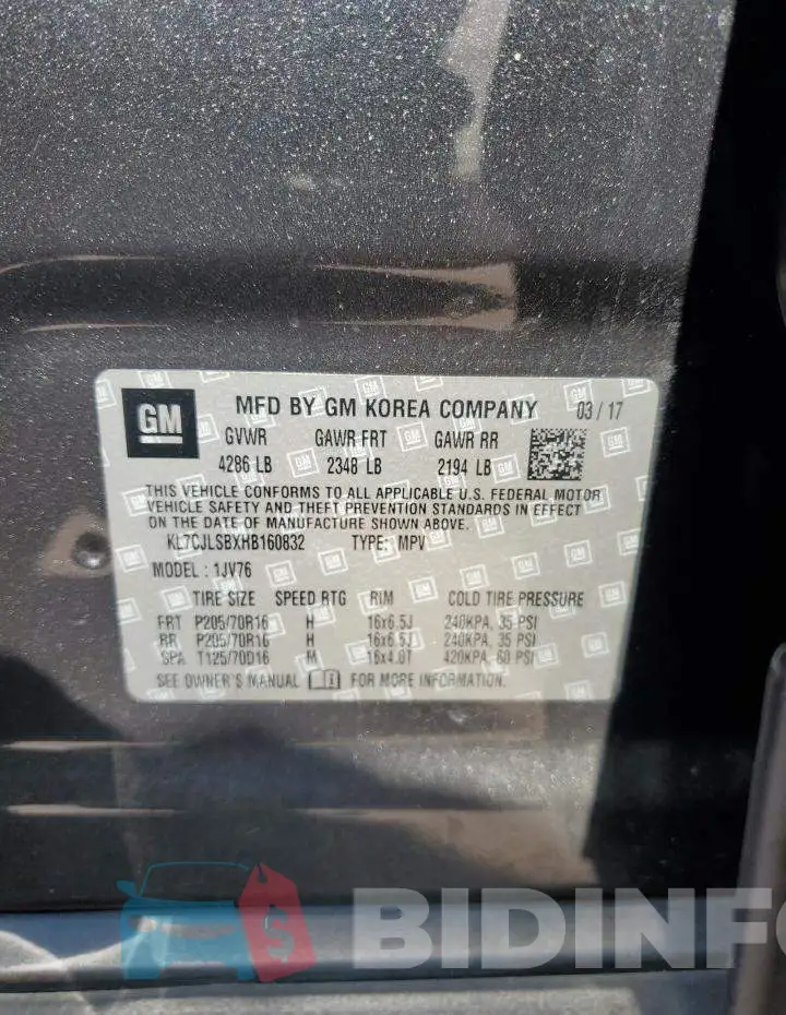 KL7CJLSBXHB160832 Photo# 13