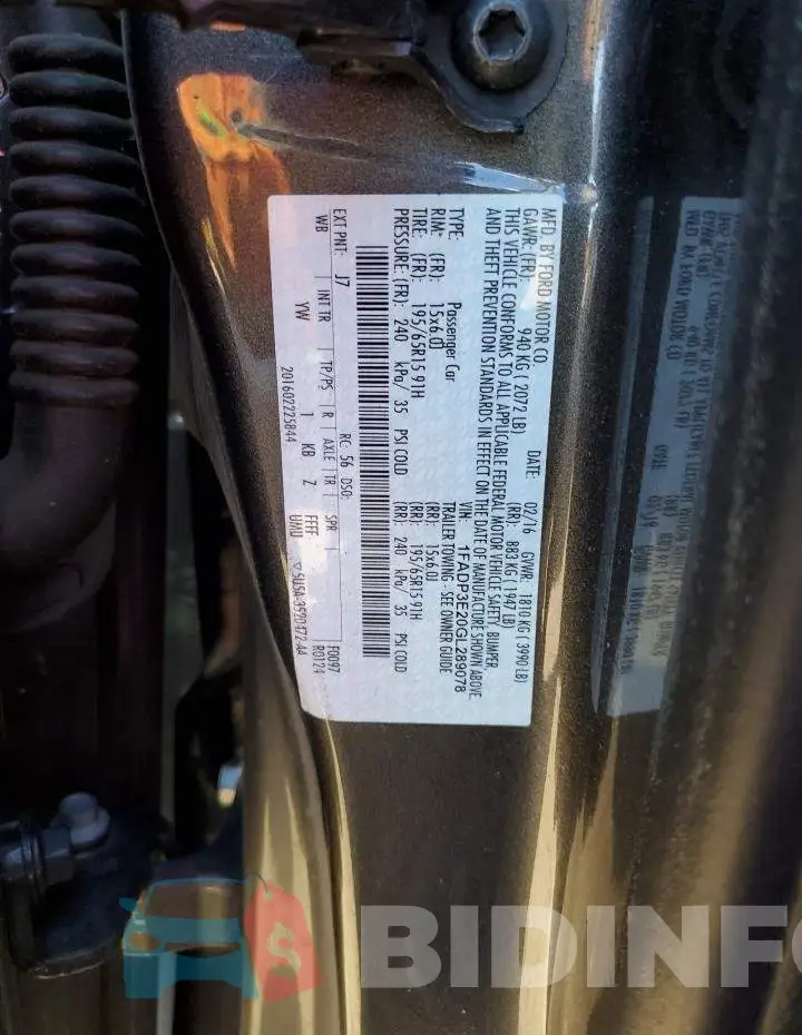 1FADP3E20GL289078 Photo# 12