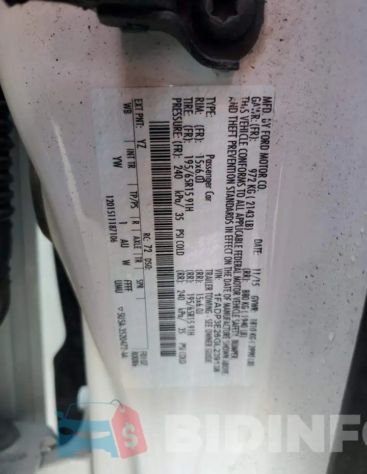 1FADP3E26GL239138 Photo# 12