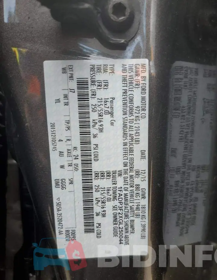 1FADP3F2XGL250044 Photo# 12