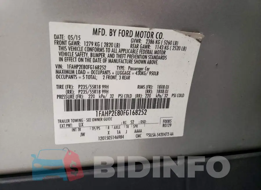 1FAHP2E80FG168252 Photo# 12