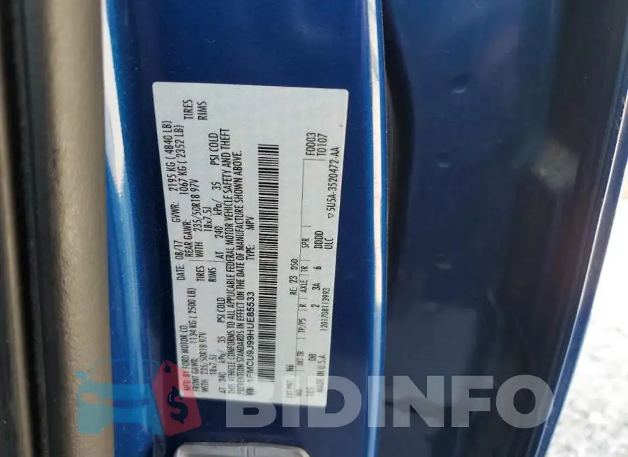 1FMCU9J99HUE85533 Photo# 13