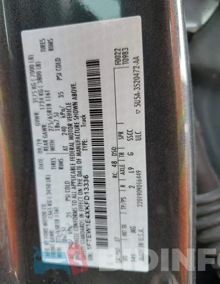 1FTEW1E4XKFD13336 Photo# 12