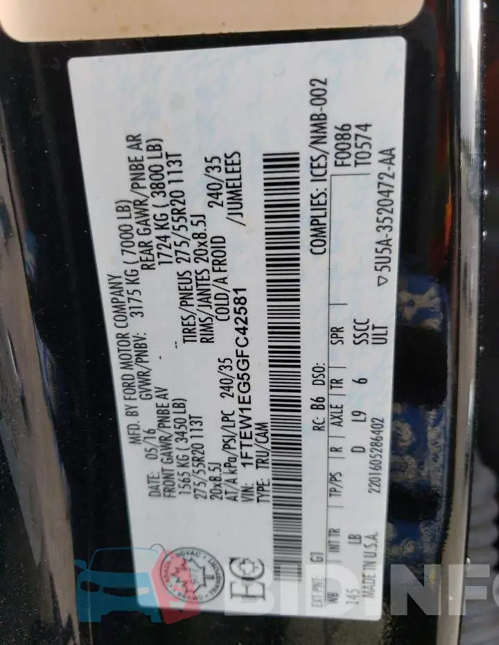 1FTEW1EG5GFC42581 Photo# 12