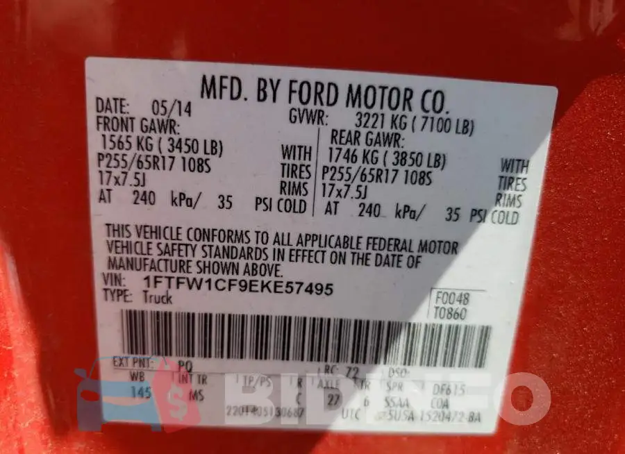 1FTFW1CF9EKE57495 Photo# 12