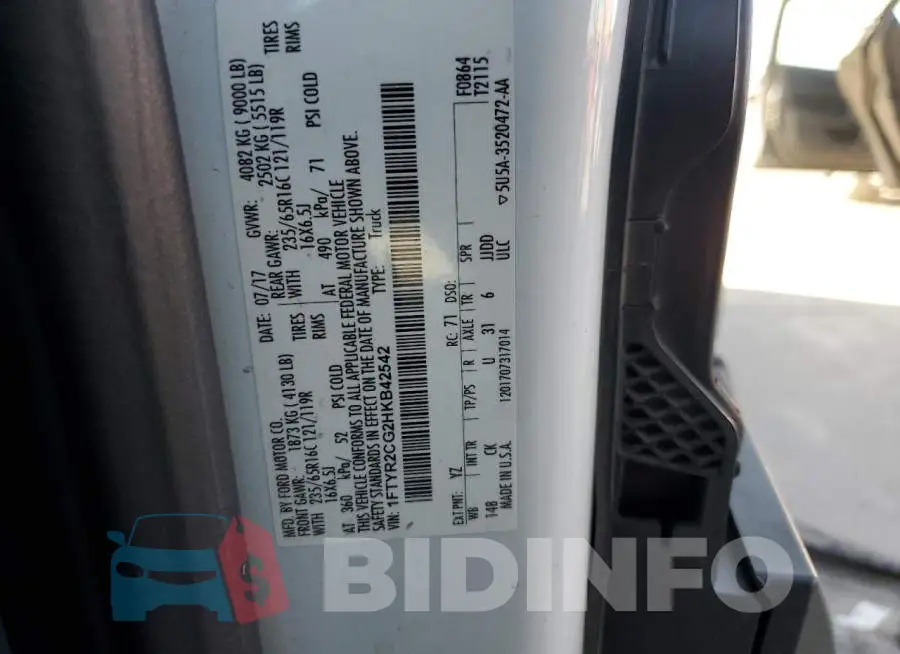 1FTYR2CG2HKB42542 Photo# 12