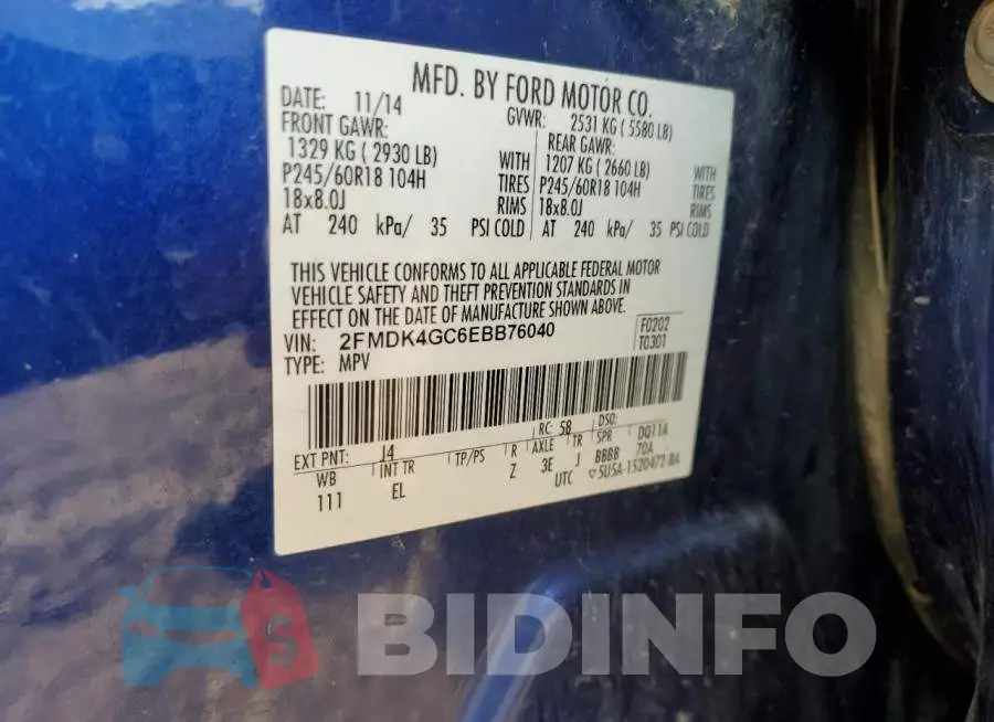 2FMDK4GC6EBB76040 Photo# 12