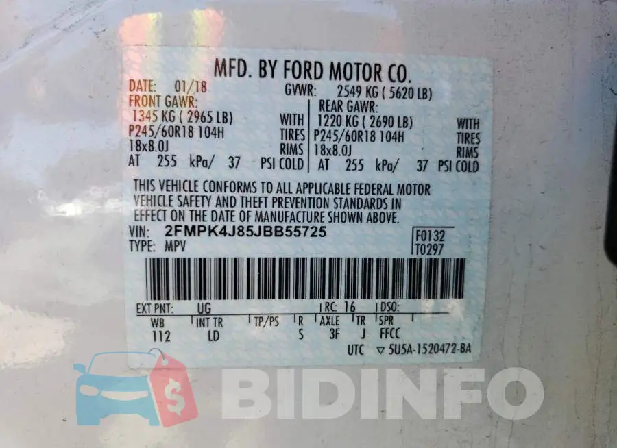 2FMPK4J85JBB55725 Photo# 14