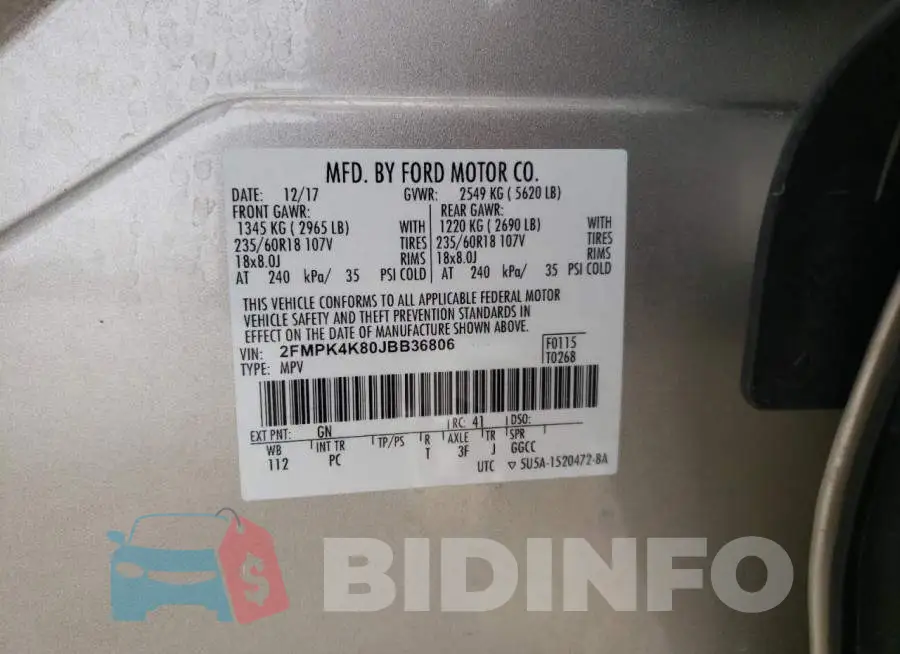 2FMPK4K80JBB36806 Photo# 12