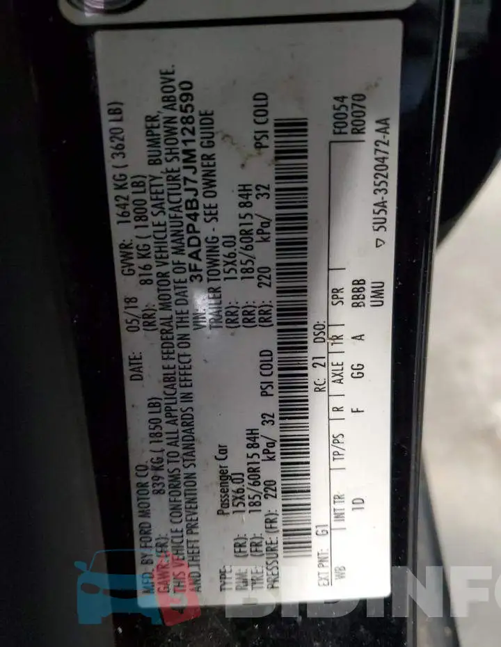 3FADP4BJ7JM128590 Photo# 12