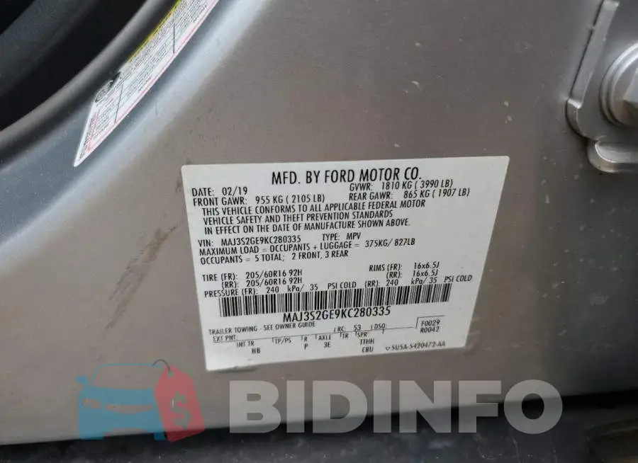 MAJ3S2GE9KC280335 Photo# 13