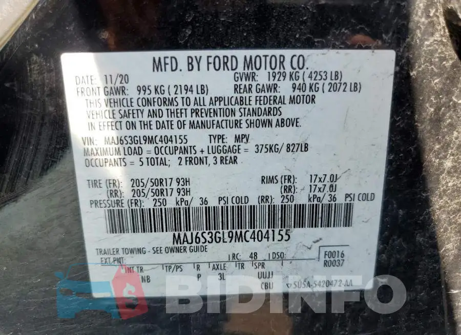 MAJ6S3GL9MC404155 Photo# 12