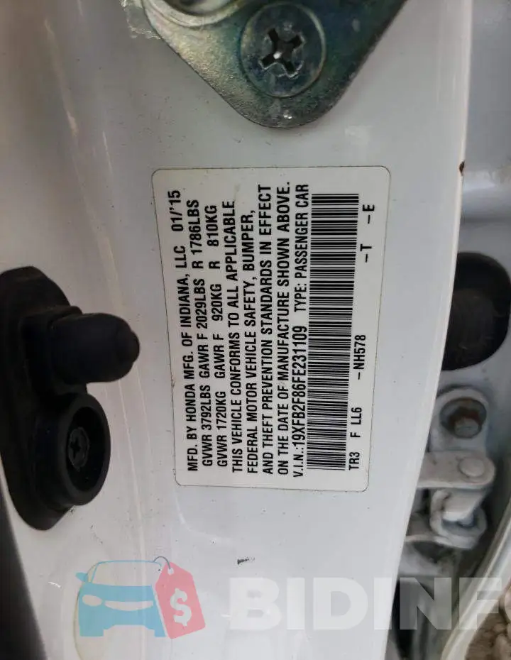 19XFB2F86FE231109 Photo# 12